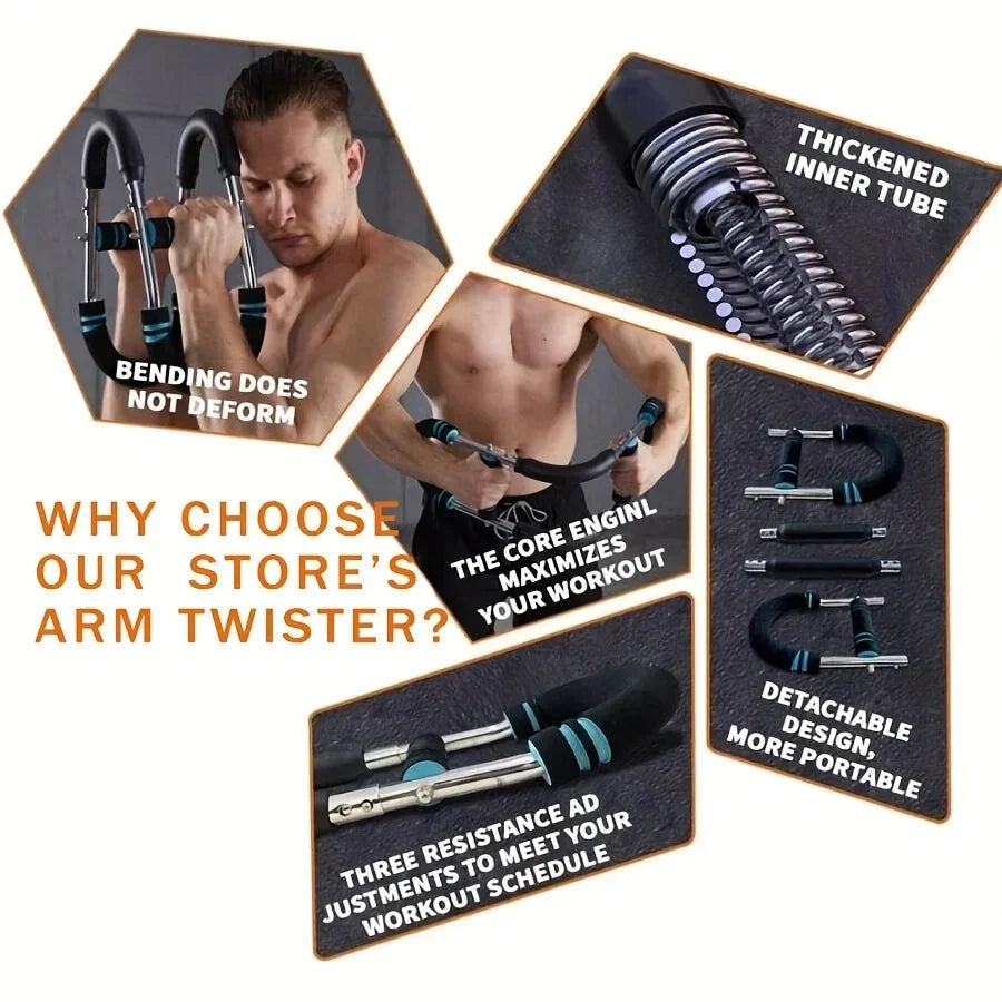60-110lb Adjustable Power Twister – Portable Arm & Chest Trainer for Home Fitness