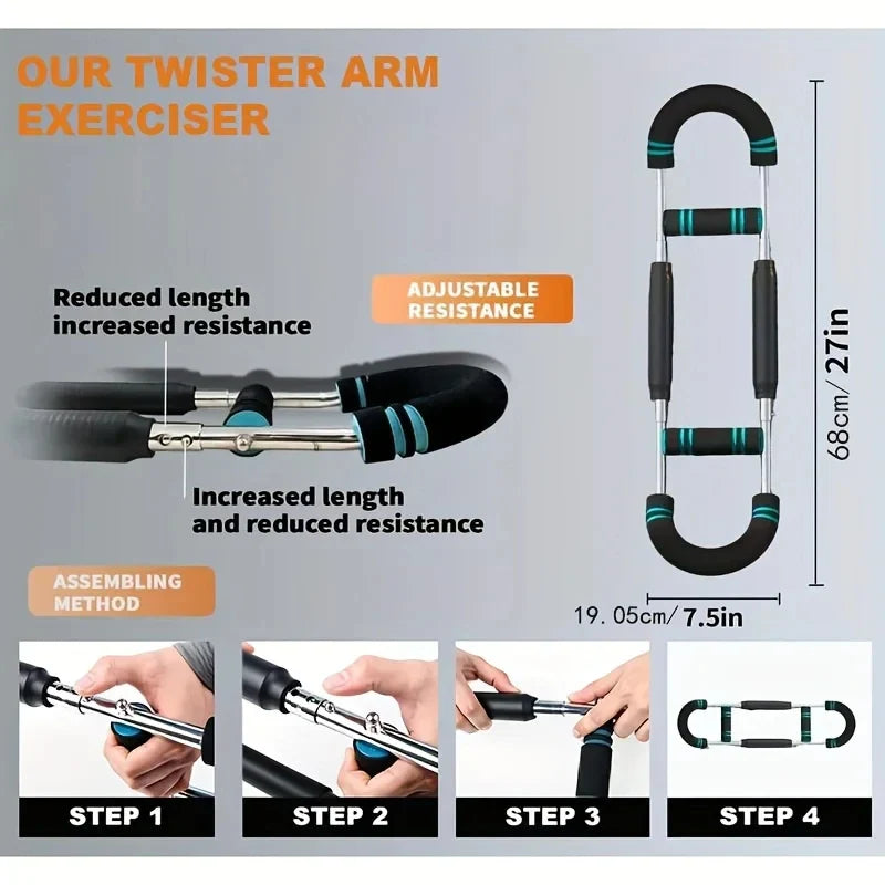 60-110lb Adjustable Power Twister – Portable Arm & Chest Trainer for Home Fitness